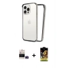 MARSİLYAN™- iPhone 14 Pro Max Kılıf Pusula Asil Koleksiyonu - Siyah Buffer Cam Ekran Koruyucu + Bilvis Titan Kamera Lens - DNMR