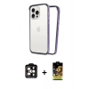 MARSİLYAN™- iPhone 14 Pro Max Kılıf Pusula Asil Koleksiyonu - Siyah Buffer Cam Ekran Koruyucu + PVD Metal Kamera Lens - TU