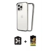 MARSİLYAN™- iPhone 14 Pro Max Kılıf Pusula Asil Koleksiyonu - Siyah Buffer Cam Ekran Koruyucu + PVD Metal Kamera Lens - TU