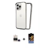 MARSİLYAN™- iPhone 14 Pro Max Kılıf Pusula Asil Koleksiyonu - Siyah Buffer Hayalet Cam Ekran Koruyucu + Bilvis Titan Kamera Lens - SH