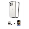 MARSİLYAN™- iPhone 14 Pro Max Kılıf Pusula Asil Koleksiyonu - Siyah Buffer Hayalet Cam Ekran Koruyucu + Bilvis Titan Kamera Lens - GD