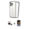 MARSİLYAN™- iPhone 14 Pro Max Kılıf Pusula Asil Koleksiyonu - Siyah Buffer Hayalet Cam Ekran Koruyucu + Bilvis Titan Kamera Lens - DNMR