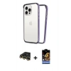 MARSİLYAN™- iPhone 14 Pro Max Kılıf Pusula Asil Koleksiyonu - Siyah Buffer Hayalet Cam Ekran Koruyucu + Gold Raze Metal Kamera Lens