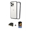 MARSİLYAN™- iPhone 14 Pro Max Kılıf Pusula Asil Koleksiyonu - Siyah Buffer Hayalet Cam Ekran Koruyucu + Gold Raze Metal Kamera Lens