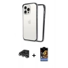 MARSİLYAN™- iPhone 14 Pro Max Kılıf Pusula Asil Koleksiyonu - Siyah Buffer Hayalet Cam Ekran Koruyucu + Raze Metal Kamera Lens - GS