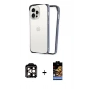 MARSİLYAN™- iPhone 14 Pro Max Kılıf Pusula Asil Koleksiyonu - Siyah Buffer Hayalet Cam Ekran Koruyucu + Turuncu PVD Metal Kamera Lens