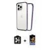 MARSİLYAN™- iPhone 14 Pro Max Kılıf Pusula Asil Koleksiyonu - Siyah Buffer Hayalet Cam Ekran Koruyucu + Turuncu PVD Metal Kamera Lens
