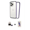 MARSİLYAN™- iPhone 14 Pro Max Kılıf Pusula Asil Koleksiyonu - Siyah Joko 5D Cam + Derin Mor Bilvis Titan Kamera Lens