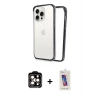 MARSİLYAN™- iPhone 14 Pro Max Kılıf Pusula Asil Koleksiyonu - Siyah Joko 5D Cam + PVD Metal Kamera Lens - TU
