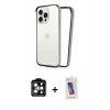 MARSİLYAN™- iPhone 14 Pro Max Kılıf Pusula Asil Koleksiyonu - Siyah Joko 5D Cam + PVD Metal Kamera Lens - TU