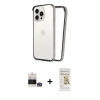 MARSİLYAN™- iPhone 14 Pro Max Kılıf Pusula Asil Koleksiyonu - Siyah Mat Seramik Nano Ekran Koruyucu + Gümüş Bilvis Titan Kamera Lens