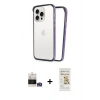 MARSİLYAN™- iPhone 14 Pro Max Kılıf Pusula Asil Koleksiyonu - Siyah Mat Seramik Nano Ekran Koruyucu + Gümüş Bilvis Titan Kamera Lens
