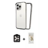 MARSİLYAN™- iPhone 14 Pro Max Kılıf Pusula Asil Koleksiyonu - Siyah Mat Seramik Nano Ekran Koruyucu + PVD Metal Kamera Lens - TU