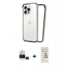 MARSİLYAN™- iPhone 14 Pro Max Kılıf Pusula Asil Koleksiyonu - Siyah Mat Seramik Nano Ekran Koruyucu + Bilvis Titan Kamera Lens - SH
