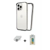 MARSİLYAN™- iPhone 14 Pro Max Kılıf Pusula Asil Koleksiyonu - Siyah Polymer Nano Ekran Koruyucu + Band Metal Kamera Lens - GS
