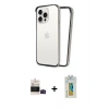 MARSİLYAN™- iPhone 14 Pro Max Kılıf Pusula Asil Koleksiyonu - Siyah Polymer Nano Ekran Koruyucu + Bilvis Titan Kamera Lens - SH
