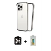 MARSİLYAN™- iPhone 14 Pro Max Kılıf Pusula Asil Koleksiyonu - Siyah Polymer Nano Ekran Koruyucu + PVD Metal Kamera Lens - TU