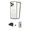 MARSİLYAN™- iPhone 14 Pro Max Kılıf Pusula Asil Koleksiyonu - Siyah Polymer Nano Ekran Koruyucu + Raze Metal Kamera Lens - GS