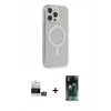 MARSİLYAN™- iPhone 14 Pro Max Kılıf Pusula Çizgi Koleksiyonu - Şeffaf 360 Full Body Arka Koruyucu + Bilvis Titan Kamera Lens - GS
