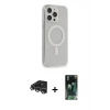 MARSİLYAN™- iPhone 14 Pro Max Kılıf Pusula Çizgi Koleksiyonu - Şeffaf 360 Full Body Arka Koruyucu + Raze Metal Kamera Lens - GS