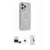 MARSİLYAN™- iPhone 14 Pro Max Kılıf Pusula Çizgi Koleksiyonu - Şeffaf Pasifik Cam Ekran Koruyucu + Bilvis Titan Kamera Lens - GD