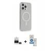 MARSİLYAN™- iPhone 14 Pro Max Kılıf Pusula Çizgi Koleksiyonu - Şeffaf Royal Nano Ekran Koruyucu + Bilvis Titan Kamera Lens - GD