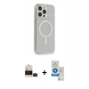 MARSİLYAN™- iPhone 14 Pro Max Kılıf Pusula Çizgi Koleksiyonu - Şeffaf Royal Nano Ekran Koruyucu + Bilvis Titan Kamera Lens - SH