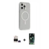 MARSİLYAN™- iPhone 14 Pro Max Kılıf Pusula Çizgi Koleksiyonu - Siyah 360 Mat Full Body Arka Koruyucu + Derin Mor Bilvis Titan Kamera Lens