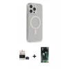 MARSİLYAN™- iPhone 14 Pro Max Kılıf Pusula Çizgi Koleksiyonu - Siyah 360 Mat Full Body Arka Koruyucu + Siyah Bilvis Titan Kamera Lens
