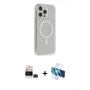 MARSİLYAN™- iPhone 14 Pro Max Kılıf Pusula Çizgi Koleksiyonu - Siyah 3D Antistatik Cam Ekran Koruyucu + Derin Mor Bilvis Titan Kamera Lens