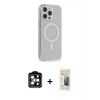 MARSİLYAN™- iPhone 14 Pro Max Kılıf Pusula Çizgi Koleksiyonu - Siyah 6D Mat Seramik Hayalet Nano Ekran Koruyucu + PVD Metal Kamera Lens - TU