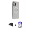 MARSİLYAN™- iPhone 14 Pro Max Kılıf Pusula Çizgi Koleksiyonu - Siyah Bilvis 5in1 3D Magic Cam Ekran Koruyucu + Raze Metal Kamera Lens - GS