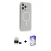 MARSİLYAN™- iPhone 14 Pro Max Kılıf Pusula Çizgi Koleksiyonu - Siyah Bilvis 5in1 3D Magic Cam Ekran Koruyucu + Bilvis Titan Kamera Lens - SH