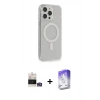 MARSİLYAN™- iPhone 14 Pro Max Kılıf Pusula Çizgi Koleksiyonu - Siyah Bilvis 5in1 3D Magic Cam Ekran Koruyucu + Bilvis Titan Kamera Lens - GS