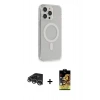 MARSİLYAN™- iPhone 14 Pro Max Kılıf Pusula Çizgi Koleksiyonu - Siyah Buffer Cam Ekran Koruyucu + Raze Metal Kamera Lens - GS