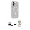 MARSİLYAN™- iPhone 14 Pro Max Kılıf Pusula Çizgi Koleksiyonu - Siyah Mat Seramik Nano Ekran Koruyucu + Derin Mor Bilvis Titan Kamera Lens