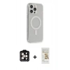 MARSİLYAN™- iPhone 14 Pro Max Kılıf Pusula Çizgi Koleksiyonu - Siyah Mat Seramik Nano Ekran Koruyucu + PVD Metal Kamera Lens - TU