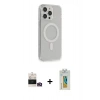 MARSİLYAN™- iPhone 14 Pro Max Kılıf Pusula Çizgi Koleksiyonu - Siyah Polymer Nano Ekran Koruyucu + Bilvis Titan Kamera Lens - GD