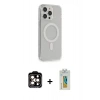 MARSİLYAN™- iPhone 14 Pro Max Kılıf Pusula Çizgi Koleksiyonu - Siyah Polymer Nano Ekran Koruyucu + PVD Metal Kamera Lens - TU