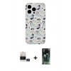 MARSİLYAN™- iPhone 14 Pro Max Kılıf Pusula Form - Şeffaf 360 Full Body Arka Koruyucu + Bilvis Titan Kamera Lens - GD