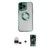 MARSİLYAN™- iPhone 14 Pro Max Kılıf Pusula Form - Şeffaf 360 Full Body Arka Koruyucu + Bilvis Titan Kamera Lens - SH
