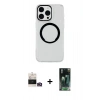 MARSİLYAN™- iPhone 14 Pro Max Kılıf Pusula Form - Şeffaf 360 Full Body Arka Koruyucu + Bilvis Titan Kamera Lens - GD