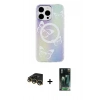 MARSİLYAN™- iPhone 14 Pro Max Kılıf Pusula Form - Şeffaf 360 Full Body Arka Koruyucu + Raze Metal Kamera Lens - GD