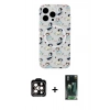 MARSİLYAN™- iPhone 14 Pro Max Kılıf Pusula Form - Şeffaf 360 Full Body Arka Koruyucu + PVD Metal Kamera Lens - TU