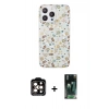 MARSİLYAN™- iPhone 14 Pro Max Kılıf Pusula Form - Şeffaf 360 Full Body Arka Koruyucu + PVD Metal Kamera Lens - TU