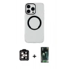MARSİLYAN™- iPhone 14 Pro Max Kılıf Pusula Form - Şeffaf 360 Full Body Arka Koruyucu + PVD Metal Kamera Lens - TU