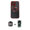 MARSİLYAN™- iPhone 14 Pro Max Kılıf Pusula Form - Şeffaf 360 Full Body Arka Koruyucu + PVD Metal Kamera Lens - TU