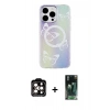 MARSİLYAN™- iPhone 14 Pro Max Kılıf Pusula Form - Şeffaf 360 Full Body Arka Koruyucu + PVD Metal Kamera Lens - TU