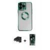 MARSİLYAN™- iPhone 14 Pro Max Kılıf Pusula Form - Şeffaf 360 Full Body Arka Koruyucu + Raze Metal Kamera Lens - GS
