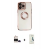 MARSİLYAN™- iPhone 14 Pro Max Kılıf Pusula Form - Şeffaf Pasifik Cam Ekran Koruyucu + Bilvis Titan Kamera Lens - SH